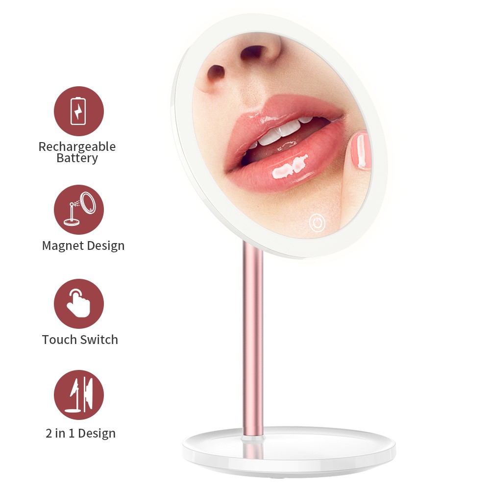 SM9D Desktop Led Makeup Mirror Aluminum Pole Cosmetic Mirror